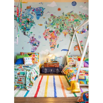 Mooui Nástenný panel - tapeta - World máp 2,94 x 2,80 m uni