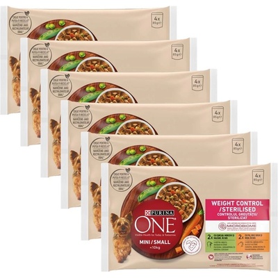 PURINA ONE MINI Dog Weight Control Пуйка и пиле в сос 6 x (4 x 85г)