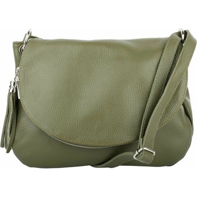 Zelená talianska kožená crossbody kabelka Angela z pravej kože