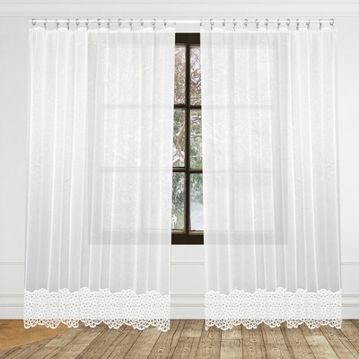 Záclona Dreher, Elegance s bordurou, bílá 150 cm