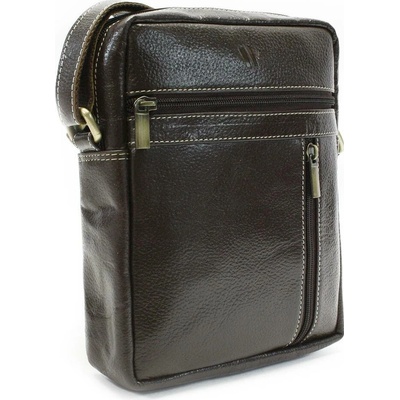 Kávově hnědý pánský kožený zipový crossbag