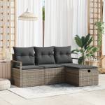 vidaXL Комплект дивани 4 бр. 4-Брой места Сив полиратан (3359148)