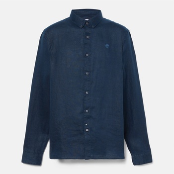 Timberland Риза Timberland Men's Mill Brook Linen Leaf Green Long-Sleeve Plain Shirt - Dark Sapphire