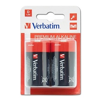 Verbatim 49923 Алкална батерия LR20, голяма единична клетка D, 1.5V, блистер, 2 бр (49923)