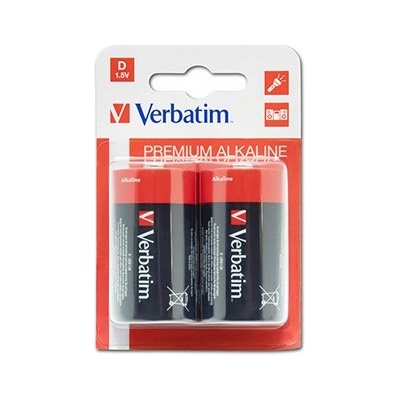 Verbatim 49923 Алкална батерия LR20, голяма единична клетка D, 1.5V, блистер, 2 бр (49923)