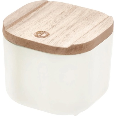 iDesign Eco box s vekom z dreva paulownia 9 x 9 cm biely