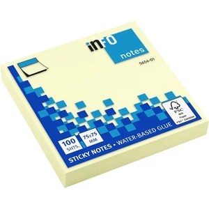 Самоз лист Info Notes Жълт 75х75mm 100 л (1901008-02-1901003-5654-01)