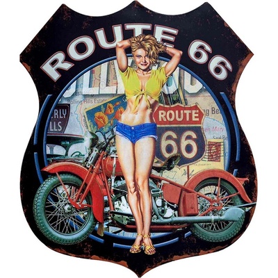 Černá nástěnná kovová cedule Route 66 - 30*1*35 cm - Clayre & Eef