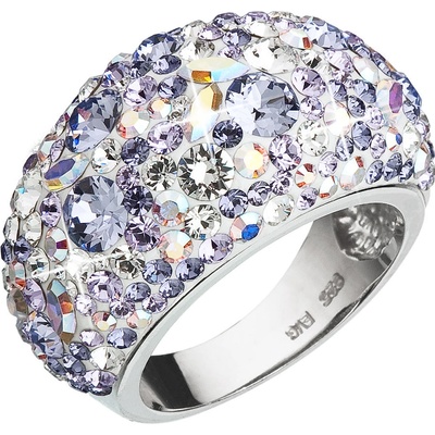 Evolution Group Stříbrný prsten s krystaly Swarovski fialový 35028.3 violet