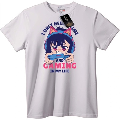 NOONEBRAND Тениска Време за Игра Аниме - L, White