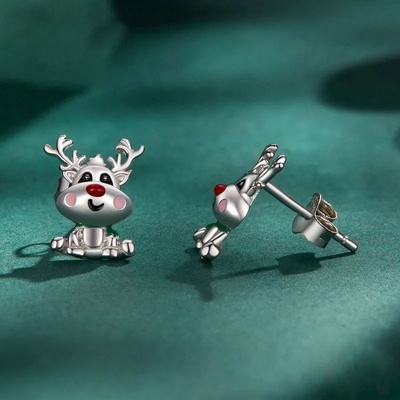 Grace Silver Jewellery Vánoční stříbrné náušnice Vánoční sob E-BSE920/162 stříbrná