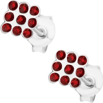 Šperky eshop ze stříbra čtvereček z bordó krystalků Swarovski I34.19