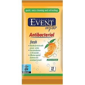 Event Антибактериални мокри кърпи Event - С мандарина, 15 броя (2EV02ANT104MAN015A) - baby