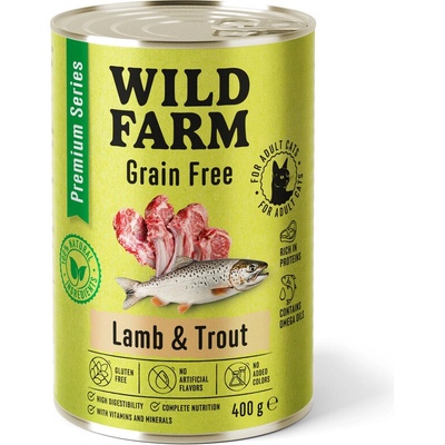 Wild Farm Prémiové bezobilné jahňacie a pstruhové 400 g