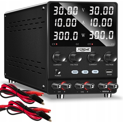 Laboratorní napájecí zdroj Xtreme 30V 10A nastavitelný s USB 5V 2A