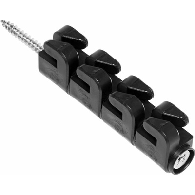 Izolátor na elektrický ohradník proti škůdcům, 4 očka pro lanko a drát, pro vedení Plus – Mínus, nerez
