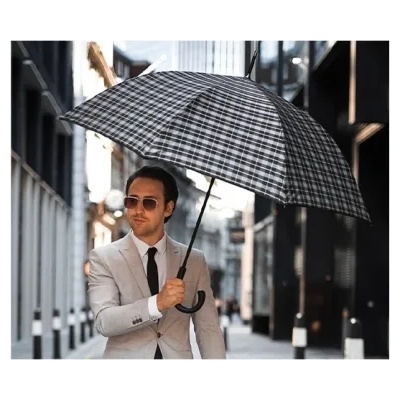 Мъжки автоматичен голф чадър Perletti Technology 21711, Сиво каре