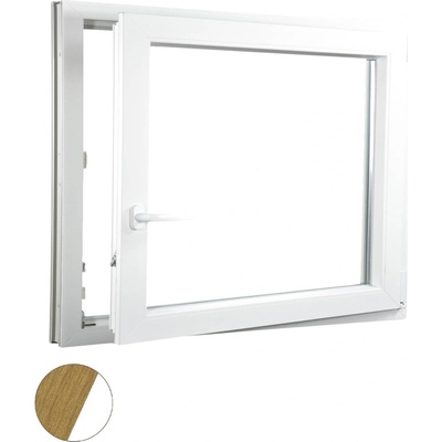 Aluplast plastové jednokřídlo 1500 x 1200 mm Přírodní dub/bílá, Pravé, Trojsklo Ug= 0,7