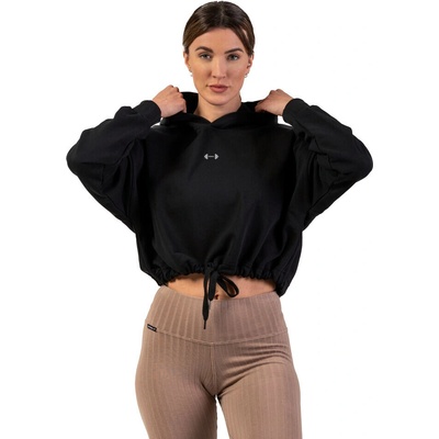 Nebbia Loose Fit Crop Hoodie black