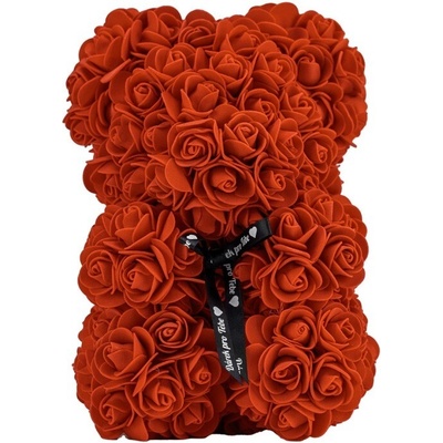 Medvídárek Simple medvedík z ruží 25cm - svetlo červený