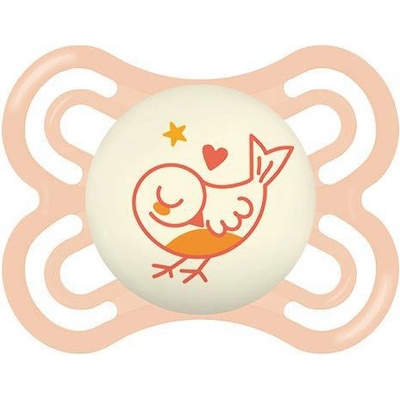 Mam šidítko Perfect Night silikon se sterilizačním boxem s ptáčkem lososová