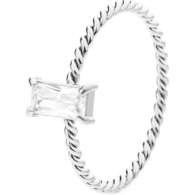 Franco Bene Diamond prsten s bílým kamínkem stříbrný 2107