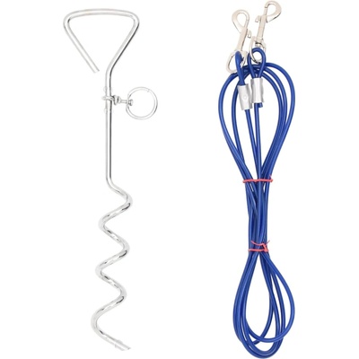 vidaXL Кабел за връзване на кучета със земен кол 3 м (4003379)