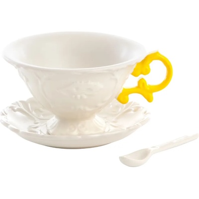 Seletti Чаша за чай с чинийка и лъжица I-WARES жълта, Seletti (SLT09858GIA)