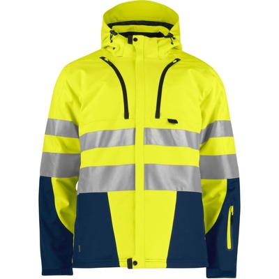 ProJob HI-VIS 6420 PADDED SOFTSHELL/Унисекс светлоотразително трислойно софтшел яке - hv жълто/тъмносиньо S (646420zw701)