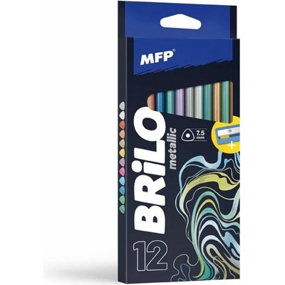 MFP Paper metalické pastelky trojhranné triangular so strúhadlom 12 ks 6300625