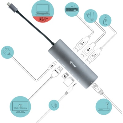 i-Tec USB-C Metal Nano Docking Station 4K HDMI LAN + Power Delivery 100 W C31NANODOCKLANPD – Zboží Živě