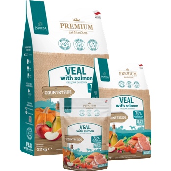 POKUSA POKUSА - храна за възрастни кучета от всички породи с телешко и сьомга, 1кг, 3кг, 12 кг - Полша (PO_1Vlsl-1)