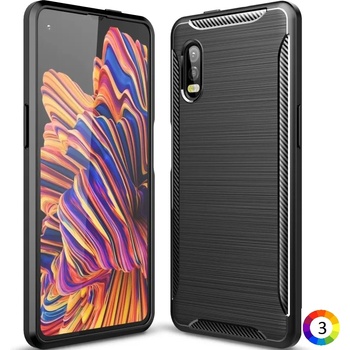 Samsung Galaxy Xcover Pro Удароустойчив Carbon Fiber Калъф и Протектор