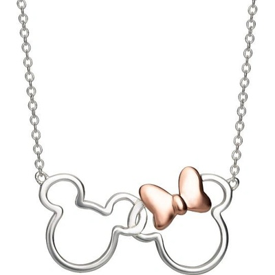 Disney Slušivý strieborný bicolor náhrdelník Mickey and Minnie Mouse N902594TL-18