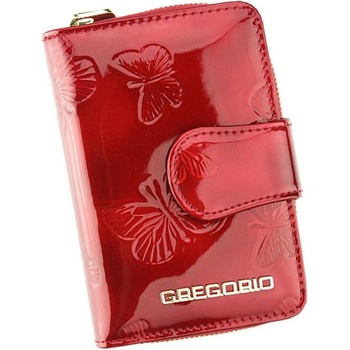 menšia dámska kožená peňaženka s motýlikmi červená