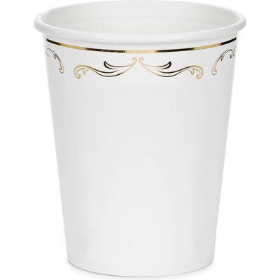 PartyDeco Papierové poháre Biele s ornamentom 220 ml