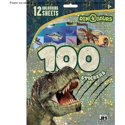 100 samolepiek s maľovankovými listami Dinosaury