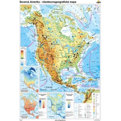 Cartographia Severná Amerika - všeobecnogeografická mapa (160x120 cm – 1:6950000), nástenná, fóliovaná, lištovaná