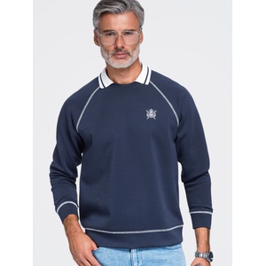 Ombre Clothing Мъжки суитшърт с бродерия и контрастен яка - тъмносин V1 OM-SSNZ-0269 Ombre Clothing Ombre Clothing | Cherven | МЪЖЕ | M