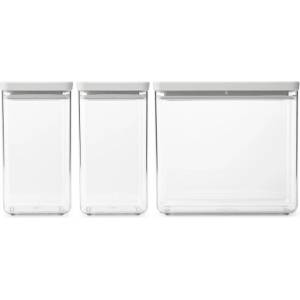Brabantia Кутии за съхранение Brabantia Tasty+ Stackable 1008880, 2x1.6л+1x3.5л, Без BPA, Плътно затваряне, Светлосив (1008880)