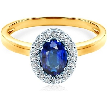 Savicki Zásnubný prsteň dvojfarebné zlato modrý zafír diamanty SAV269 05