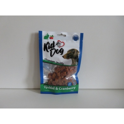 KIDDOG mini kostičky s králíkem a brusinkami 80 g – Zboží Dáma