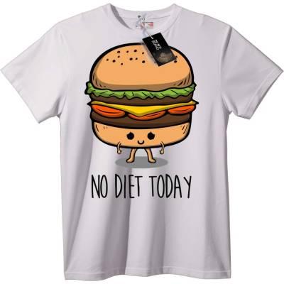 NOONEBRAND Днес без диета Бургер Т-Шърт - 2XL, Black