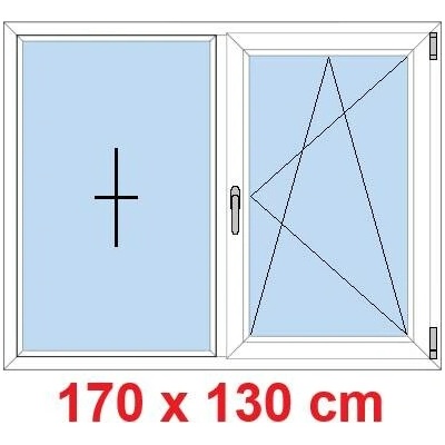 Soft Dvoukřídlé plastové okno 1700 x 1300 mm FIX+OS Ořech