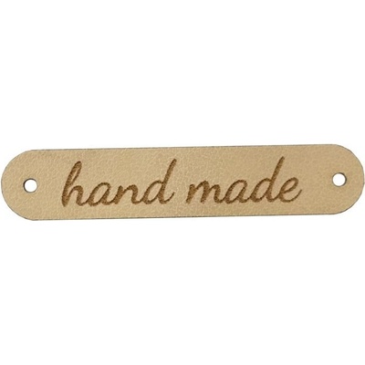 Štítok hand made béžový 5 x 1 cm