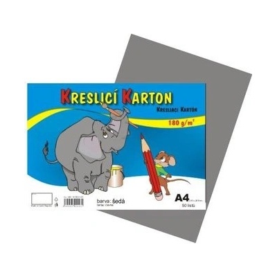 Karton barevný kreslicí A4 210 x 297 mm 50 listů/180g šedý