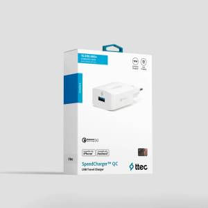 Ttec Адаптер ttec SpeedCharger QC 3.0 Travel Charger, 18W - Бял