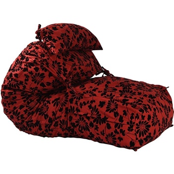 PUFRELAX Комплект, пуф легло и декоративна възглавница, 500л. Yoga XL - Poppy, Перящ се калъф, Пълнеж с микс от мемори пяна и дунапрен, Гама Premium, 8162 (PUF-M-YXLP-PT-PPY)