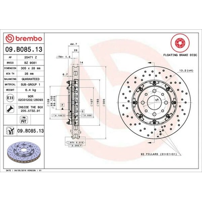 Brzdový kotúč BREMBO 09.B085.13