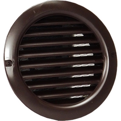 Dalap Кафява кръгла вентилационна pvc решетка с фланец и мрежа Ø 125 мм (8682)